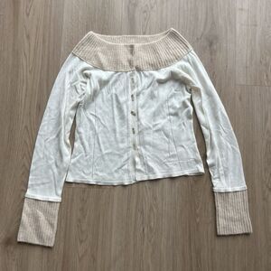 Anthropologie Sleeping On‎ Snow Cardigan Women’s Small Off The Shoulder Knitwear